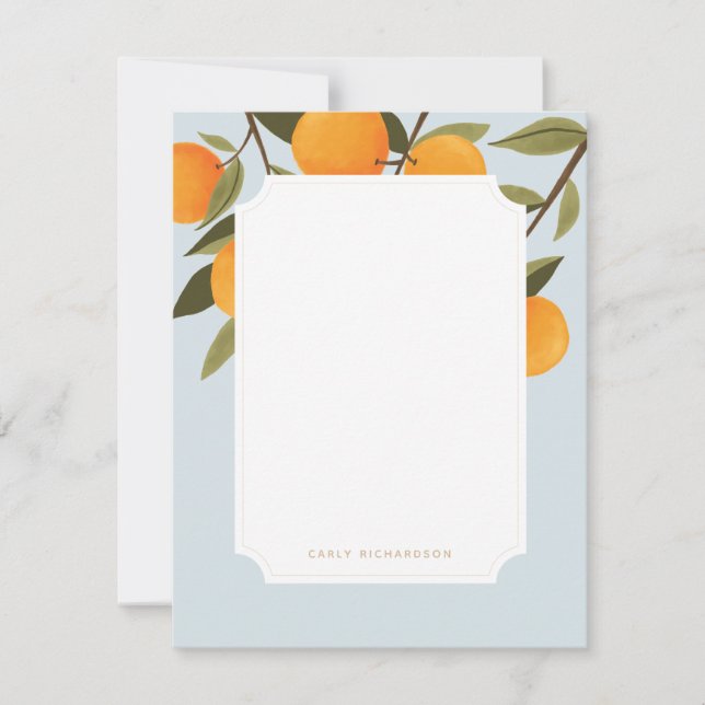 Elegant Citrus Orange Personlig Stationery Anteckningskort (Framsida)