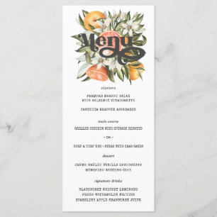 Elegant Citrus Orchard Boho Botanical Bröllop Menu Meny