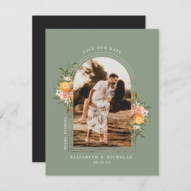 Elegant Citrus Orchard | Spara datum i Boho (Fram/baksida)