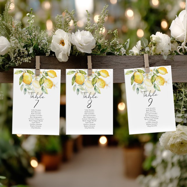 Elegant citrus table number seating chart cards (Skapare uppladdad)