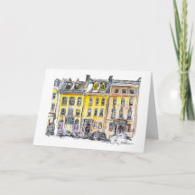 Elegant City Brownstones Hand-Drawn Pen och Bläck