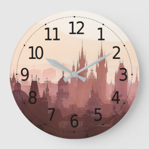 Elegant City of Prag Acrylic Artwork Stor Klocka