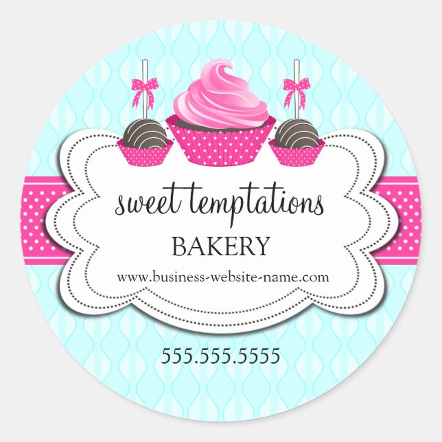 Elegant Cla-förpackning (Cupkaka och kummel Pops-b Runt Klistermärke (Framsida)