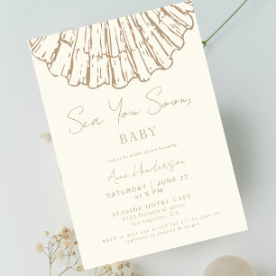Elegant Clam Shell Sea You Soon Baby Shower Inbjudningar