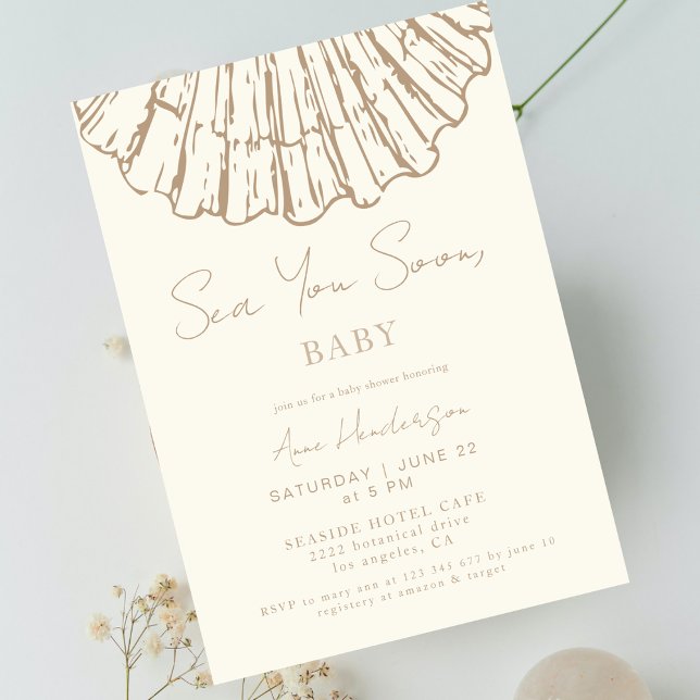 Elegant Clam Shell Sea You Soon Baby Shower Inbjudningar (Skapare uppladdad)