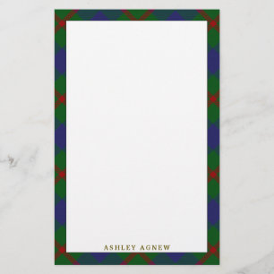 Elegant Clan Agnew Tartan Plaid Brevpapper