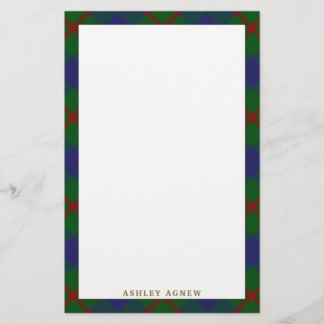 Elegant Clan Agnew Tartan Plaid Brevpapper (Framsida)