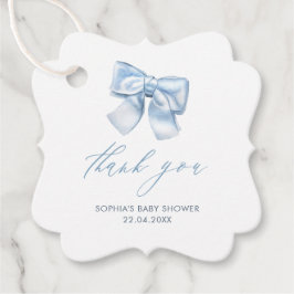 Elegant Clasic Gingham Baby blue Bow Tack Gåvor Etiketter