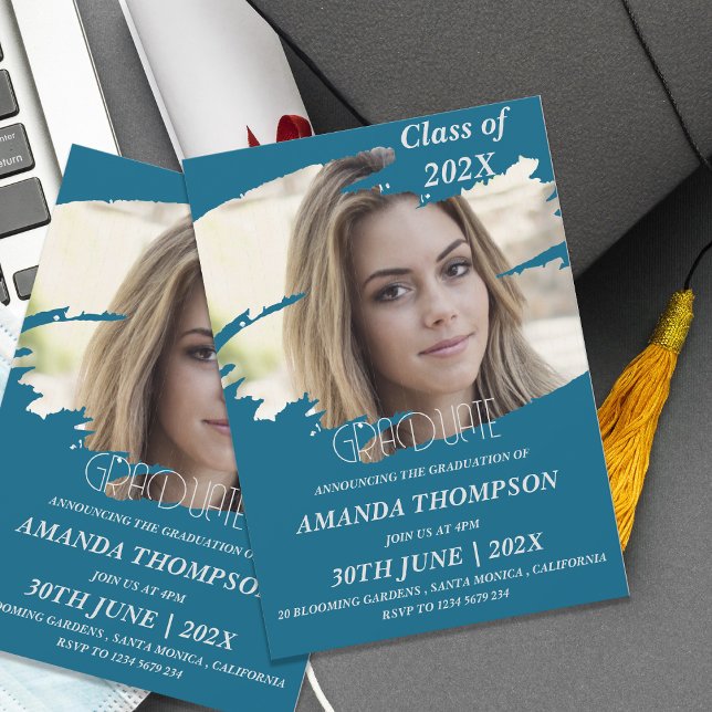 Elegant Class of 2025 Grad Photo Studentfest Inbjudningar (Elegant Class Of 2026 Grad Photo Graduation Party Invitation)