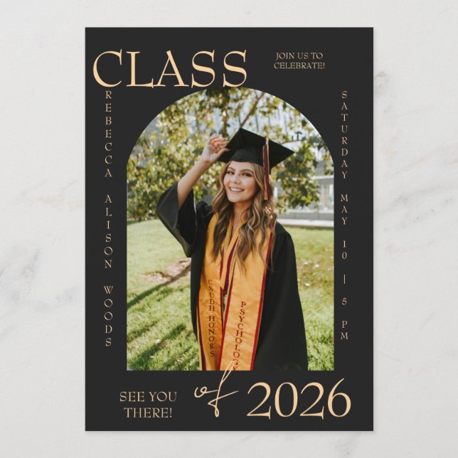 Elegant Class of 2026 Graduation Invite Inbjudningar (Framsida)