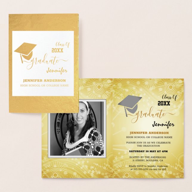 Elegant Class of 20XX, Photo, Topper Studenten Folierat Kort (Display)