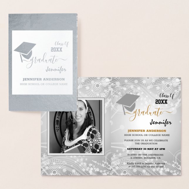 Elegant Class of 20XX, Photo, Topper Studenten Folierat Kort (Display)