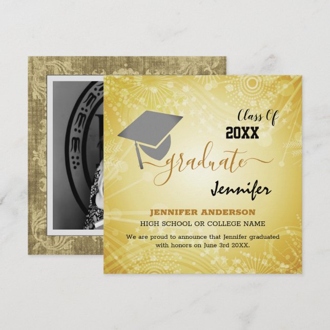 Elegant Class of 20XX, Photo, Topper Studenten Inbjudningar (Fram/baksida)