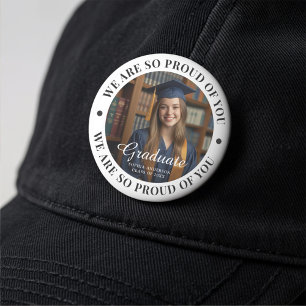 Elegant Classic Anpassade Namn Text Grad Photo Knapp