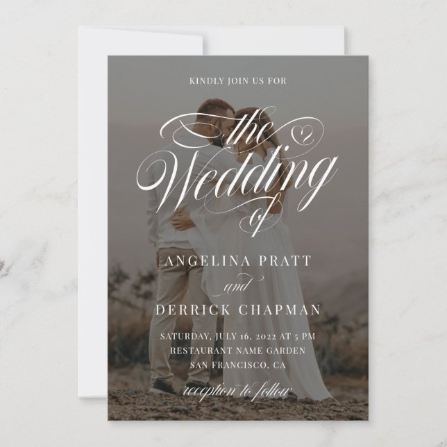 Elegant Classic Anpassningsbar Photo Calligraphy B Inbjudningar (Framsida)
