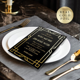 Elegant Classic Art Deco Simple Ram Black Guld