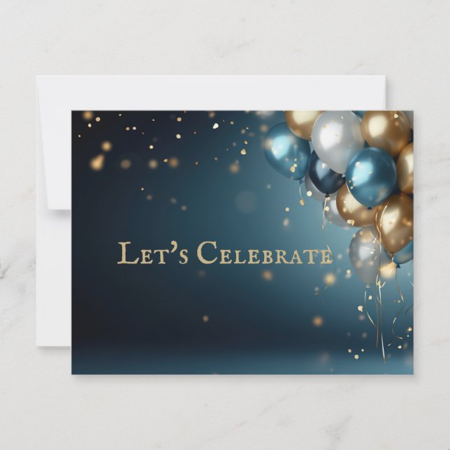 Elegant Classic Balloon Födelsedagsfest Inbjudan (Framsida)