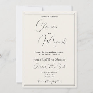 Elegant Classic  Beige Wedding  Inbjudningar