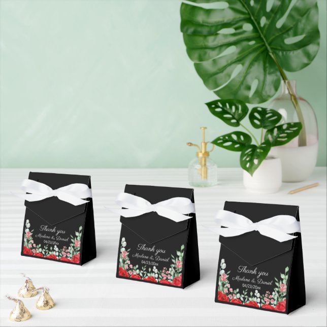 Elegant Classic Black and Red Blommigt Bröllop Presentaskar (Multipel)