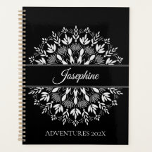 Elegant Classic Black and White Blommigt mandala