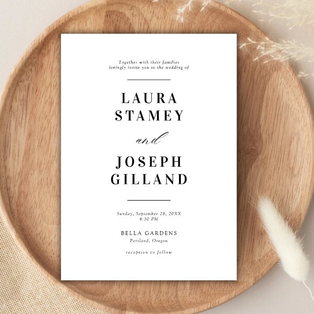 Elegant Classic Black and White Bröllop Inbjudningar (Skapare uppladdad)