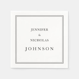 Elegant Classic Black and White Bröllop Pappersservett