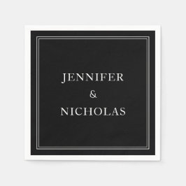 Elegant Classic Black and White Bröllop Pappersservett