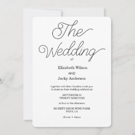 Elegant Classic Black and White Caligraphy Wedding Inbjudningar