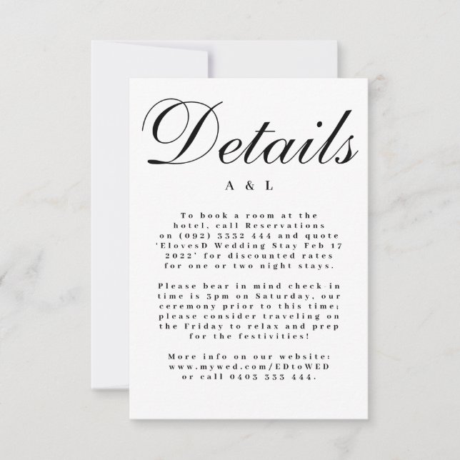 Elegant Classic Black and White Caligraphy Wedding OSA Kort (Framsida)