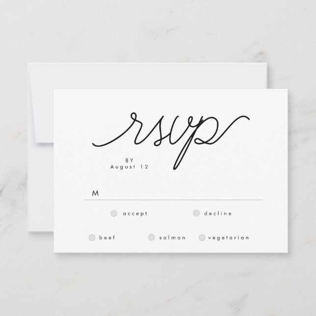 Elegant Classic Black and White Caligraphy Wedding OSA Kort (Framsida)