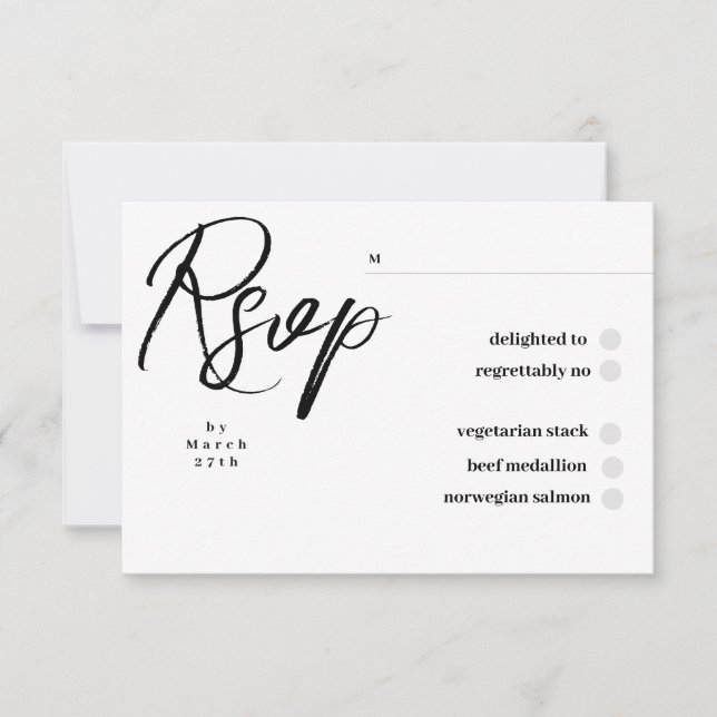 Elegant Classic Black and White Caligraphy Wedding OSA Kort (Framsida)