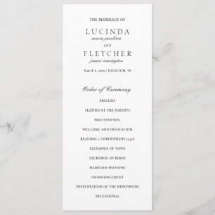 Elegant Classic Black and White Formal Bröllop Program