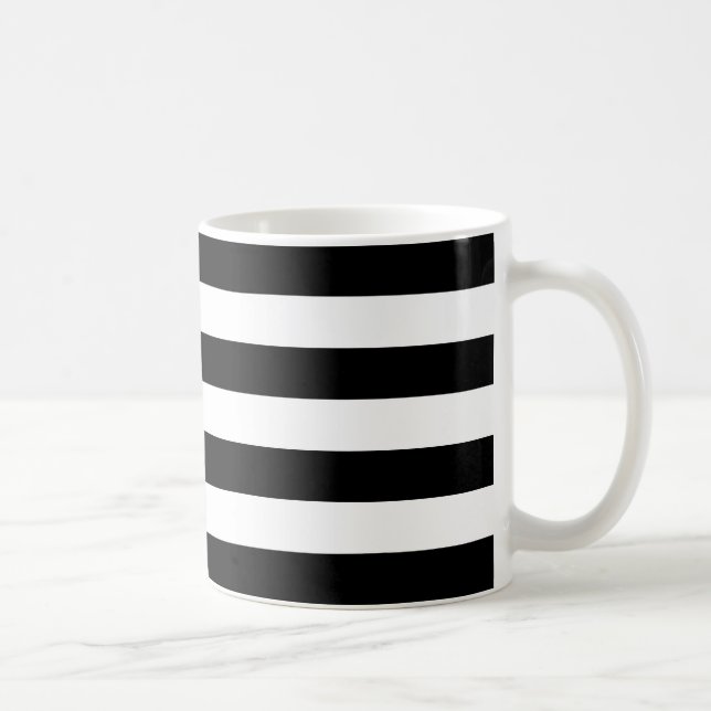 Elegant Classic Black and white rand mönster Kaffemugg (Höger)