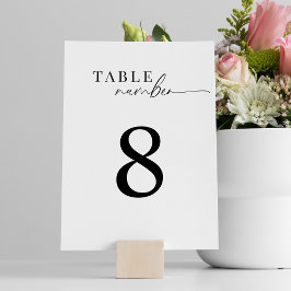 Elegant Classic Black and White Script Bröllop Bordsnummer