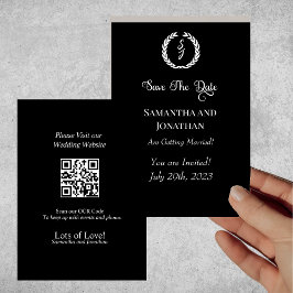Elegant Classic Black Monogram Spara av utandning Inbjudningar