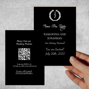 Elegant Classic Black Monogram Spara av utandning Inbjudningar