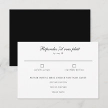 Elegant Classic Black White Bröllop Meal-val