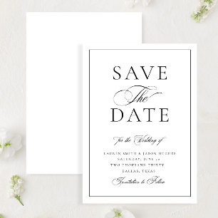 Elegant Classic Black & White Calligraphy Bröllop Spara Datumet