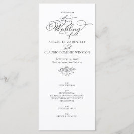 Elegant Classic Black & White Calligraphy Wedding Program