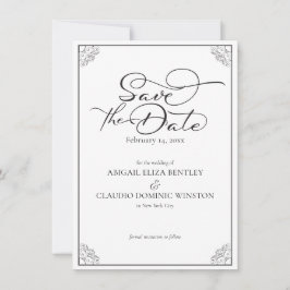 Elegant Classic Black & White Calligraphy Wedding Spara Datumet