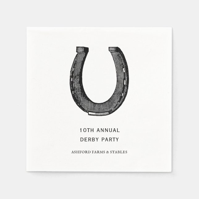 Elegant Classic Black White Horse Tävling Derby Pa Pappersservett (Framsidan)