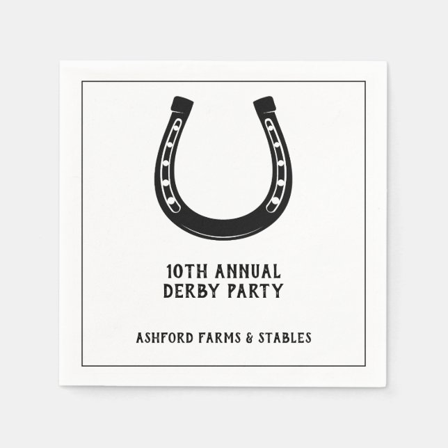 Elegant Classic Black White Horse Tävling Derby Pa Pappersservett (Framsidan)
