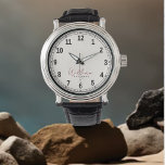 Elegant Classic Black White Monogrammed Armbandsur<br><div class="desc">Elegant Classic Black White Monogrammed. Den här eleganten och den moderna klockan är designade med handskrivna manustypografi parad med svart typografi i svart på vit bakgrund och har plats för dig att skriva ditt namn. Monogram namn kan lätt vara personlig för att göra en design unik, den söta guld-presenten för...</div>