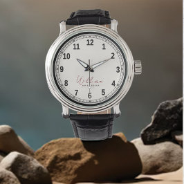Elegant Classic Black White Monogrammed Armbandsur