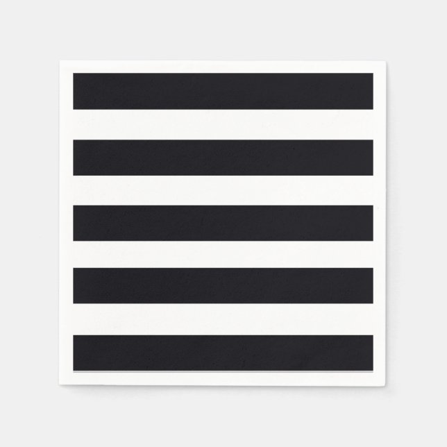 Elegant Classic Black & White Stripe Chic Modern Pappersservett (Framsidan)