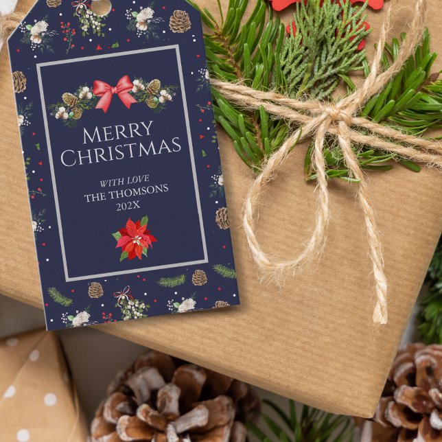 Elegant Classic Blommigt Berry God jul Presentetikett (Skapare uppladdad)