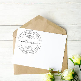 Elegant Classic Blommigt Family Namn Returadress Självfärgande Stämpel