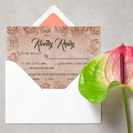 Elegant Classic Blommigt Rustic Bröllop Response 3 OSA Kort