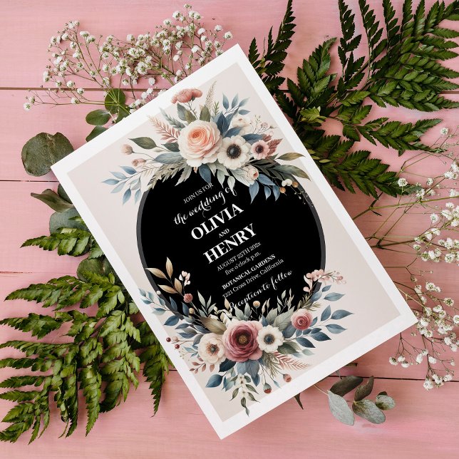 Elegant Classic Blommigt Rustic bröllopsinbjudan 4 Inbjudningar (Skapare uppladdad)