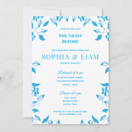 elegant classic blue floral rehearsal Invitation Inbjudningar